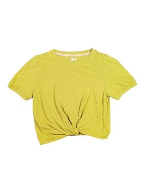 SO Lime Yellow Twist-Front Crop Top